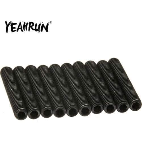 YEAHRUN 10pcs M3 3/4/12/14/16/20mm Black 12.9 Carbon Steel Machine Screw Metric Thread Grub Screws Inner Hexagon Headless