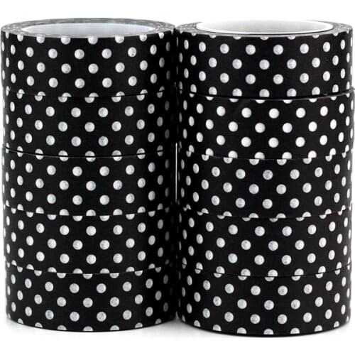 High quality 10pcs/lot Cute Black and White Dots Washi Tapes DIY Decor Scrapbook Planner Adhesive Masking Tapes School Supply