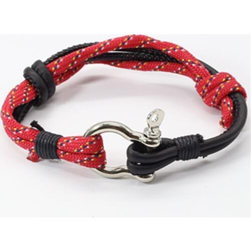 Army Vintage Punk Handmade Women Leather Men Bracelets Female Male Jewelry Wholesale Camping Parachute cord Survival Bracelets