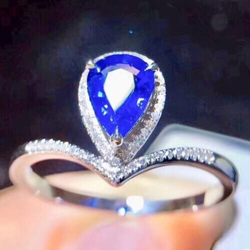 Natural real blue sapphire crown ring Per jewelry 925 sterling silver 4*6mm 0.5ct gemstone Fine jewelry Women rings J2121623