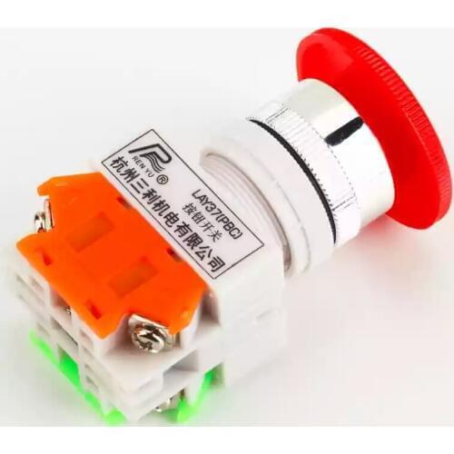 1Pcs Mushroom Push Button Screw Terminal NC N/C Emergency Stop Switch Push Button Worldwide/xj