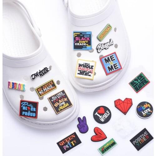 1 Pcs Shoe JIBZ Soft PVC Charms Black Magic Designer Accessories Clog Button Decorations Croc JIBZ Charm for Girl Gift