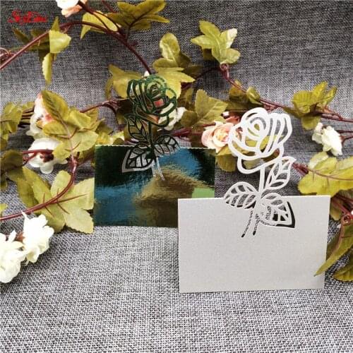 10/50/100Pcs Number Name Seat Card Table rose Shape Reception Table Wedding Birthday Laser Cut Place Cards Party Decor 12X9cm 9Z