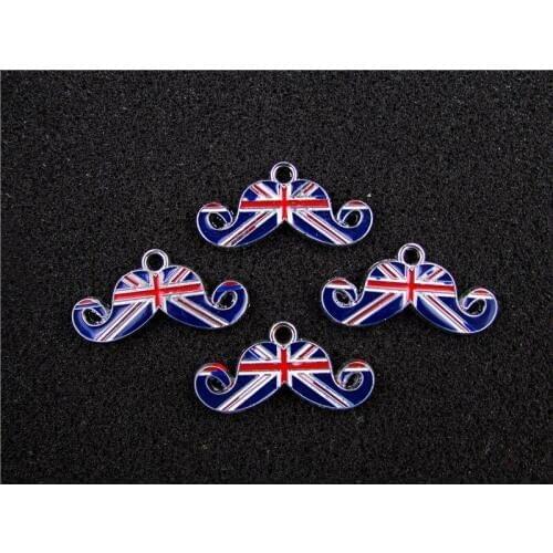 AE568 Mix Color 100Pcs Alloy Metal Enamel British Beard Charms Pendants 16x32mm bead