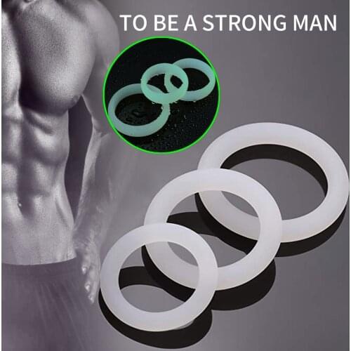 3PCS Durable Silicone Cock Rings Flash In The Night Lock Penis Ring Sex Toys For Men Male Delay Ejaculation Scrotum Lock Ring