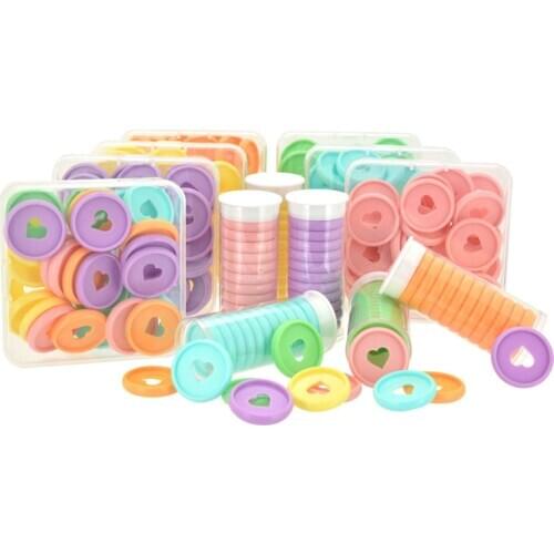 500Pcs/Lot 28mm Plastic Binding Colorful Heart Binder Rings Loose-Leaf Notebook Coil Buckle DIY Disc Round Buttons Office Learni