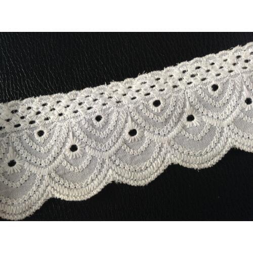 Free shipping Fashion fish scale 5cm wide white cotton embroidered lace trimmings,,XERY188e