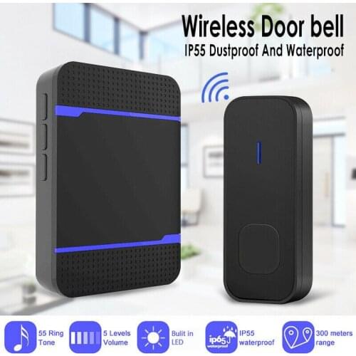 UK Plug Wireless Doorbell 315/433.92MHZ Home Security Smart Doorbell Alarm 300m Wireless Remote LED Light with Receiver