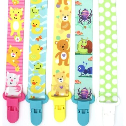 Baby double-sided printing pacifier clip newborn teething pacifier chewing dummy chain lanyard webbing anti-drop chain
