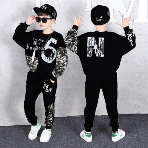 Kids Tracksuit Boys Clothes Set Hip-hop Dnace Costume Sport Suit for Girls Teen Hoodies Haren Pants Outfits For 6 8 10 12 14 Yrs
