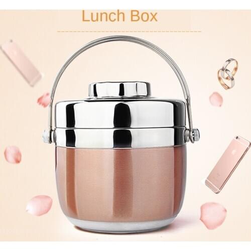 Insulated Lunch Box Stainless Steel Travel Picnic School Office 2-layer Food Container Case Adults Kids Portable Red Bento Box
