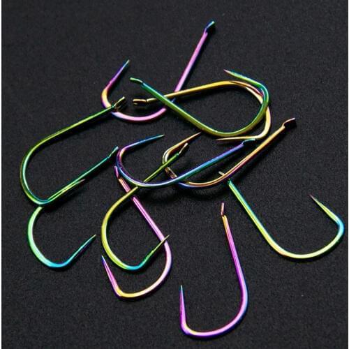 DYGYGYFZ 50pcs/set Without Barbs Colorful Hook Golden Stingless Hook High Carbon Steel Fish Hook Fishhook Fishing Accessories