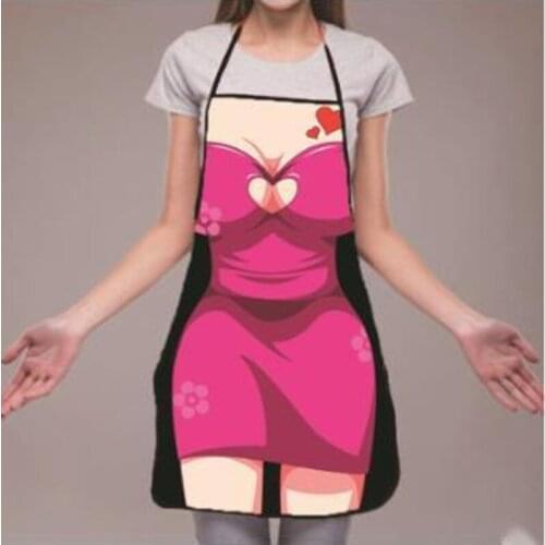 3D Funny Cartoon Man Apron For Kitchen Painting Special Apron For Cooking Waterproof Kitchen Accessories Elegant Sexy Women