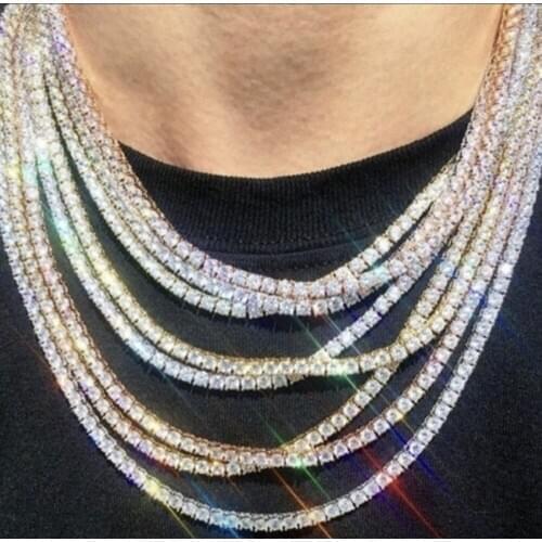 Three styles Hip Hop/Punk ROUND 4mm Simulated Diamond Necklace for Women Men 925 Sterling Silver wedding Jewelry With 45 - 60 cm