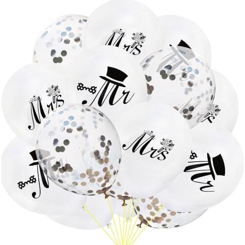 Sequin Confetti Latex Balloons Set MR MRS for Wedding Decor smooth and durable metallic pearl luster full of charm and romance