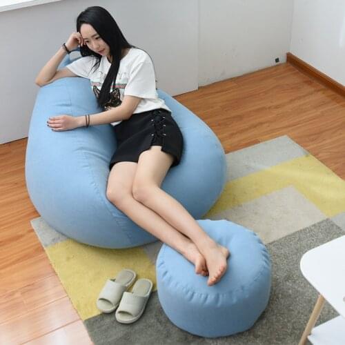 Cotton And Linen Lazy Bean Bag Sofas Cover Chair With Filler Linen Cloth Lounger Seat Bean Bag Pouf Puff Couch Tatami For Home