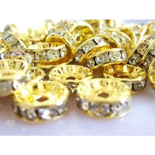 Kwoi vita Wholesale price Gold 8mm 500pcs Crystal Rhinestone Spacer Beads for Necklace Bracelet Jewelry