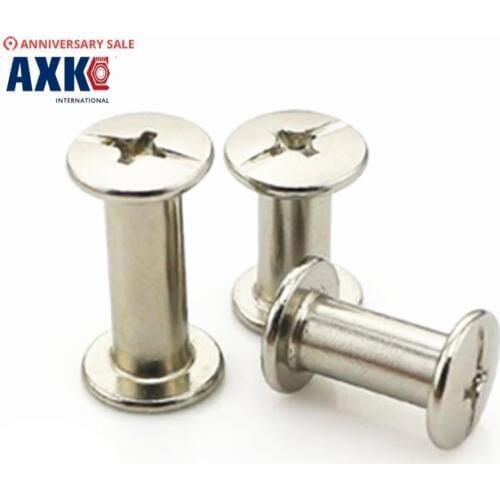M5*5/6/8/10/12/15/18/20/25/30/35/40mm Photo Album screw Snap Rivet Books Butt Screw assembling Bolts steel-nickel plated