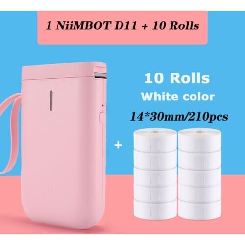 Jingcheng/Niimbot D11 mini Label add 10Rolls White 14x30mm D11 Price Sticker Portable Thermal Label Printer Home and Office