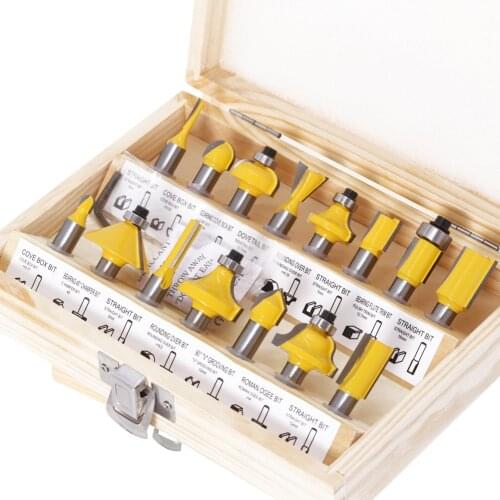 15pcs 8mm shank Router Bit Set Trimming Straight Milling Cutter for Wood Bits Tungsten Carbide Cutting Woodworking Wood Trimmer