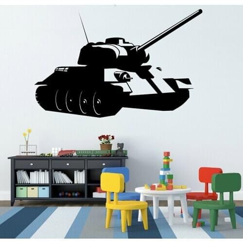 Tank Wall Art Sticker Military Army War Theme Door Window Vinyl Decal Nursery Kids Bedroom Playroom Home Decor Wallpaper E392