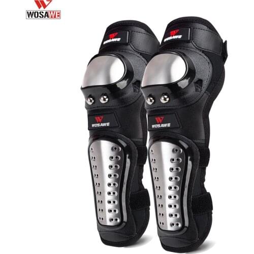 WOSAWE Stainless Steel Motorcycle Knee Pads Set Brace Support Sports Off-Road Guard Kit Snowboard Kneepad Body Protection
