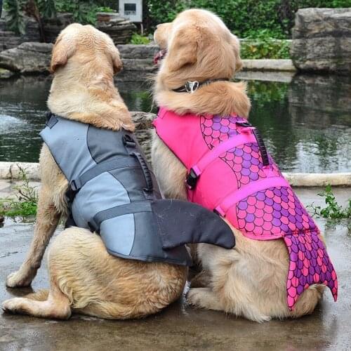 2021 New Pet Dog Life Jacket Vest Clothes Life Vest Collar Harness Pet Dog Swimming Summer Swimwear Mermaid Shark