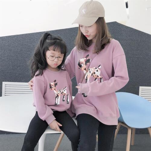 Family Matching Clothes Mother and Daughter Clothes Kids Girls Deer Printed Top Tees Kids Pullovers Tops Baby Newborns T Shirt