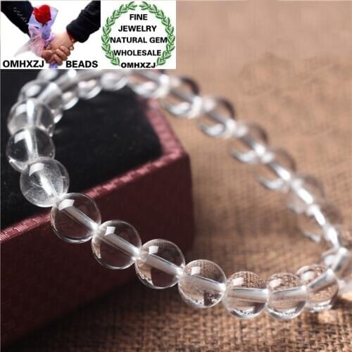 OMHXZJ Wholesale ZB403 68101214 16 18 20mm Fashion Birthday Party Wedding Gift Natural Stone Fine White Crystals Beads Bracelets