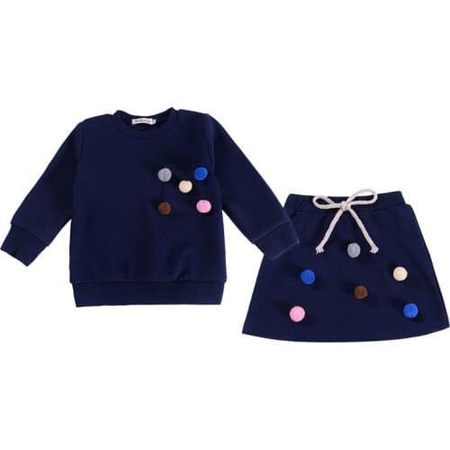 Autumn Girls Clothing Suit Long Sleeve Sweater Top Short Skirt Dresses 2-6T Fashion 2pcs Kids Clothes Roupas School Uniform 2021