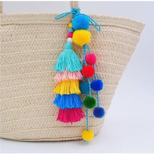 Bag Pendants Color Pompom Rainbow Tassel Necklace Package Bag Pendant