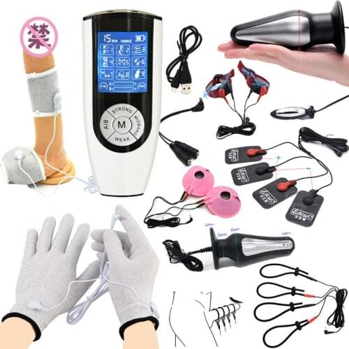Electric Shock Anal Butt Plug Urethral Catheter Penis Stimulation Ring Full body massage Glove/Pad Breast enlargement Sex Toys