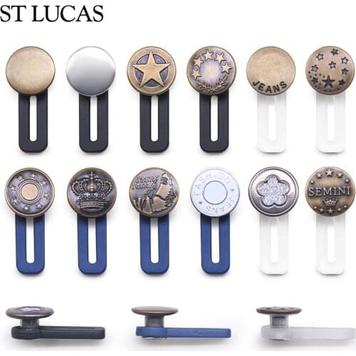 Non-Sewing Buttons Adjustable Disassembly Retractable Jeans Waist Button Metal Extended Buckles Pant Waistband Expander
