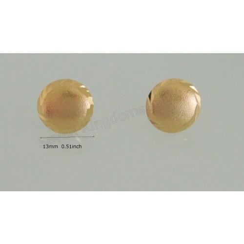 CUTE ROUND SHAPE DIAMETER 0.51" CARVED YELLOW GOLD GP GOLD COLOR OVERLAY STUD EARRING