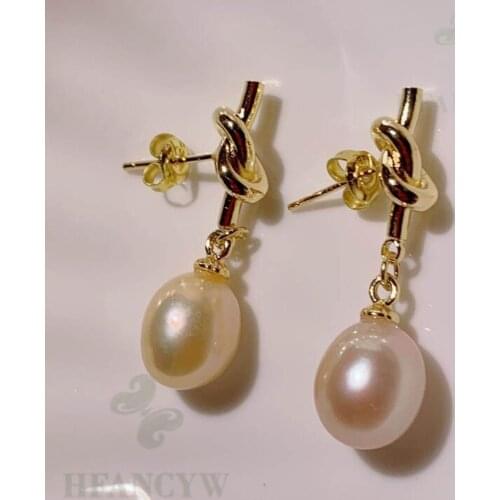 Pink Baroque Pearl Earring twist 18k Ear Stud Dangle Party Natural Cultured Gift Aurora Flawless Mesmerizing Earbob Jewelry AAA