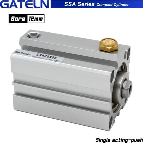 SSA Series single acting-push type Compact cylinder bore 12 stroke 5~30mm SSA12X10-S-B SSA12X10-B SSA12X15