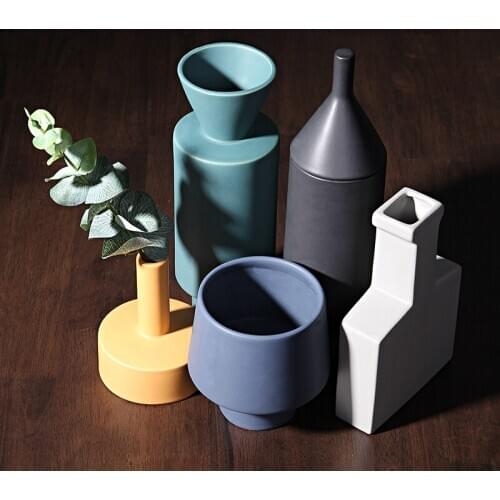 Nordic Ceramics Simple Color Creative Vase Living Room TV Cabinet Home Decoration Ornaments