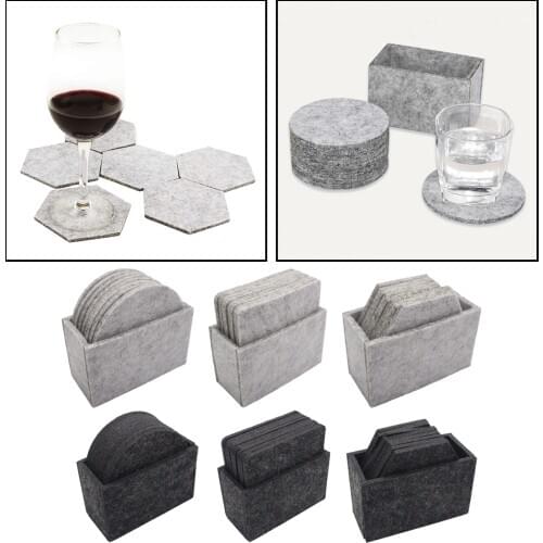 8Pieces Absorbent Coaster Cup Mat Pad Storage Box Bowl Mug Glass Placemats Heat-Resistant Washable Drink Accessories