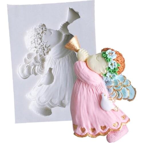 Angle Girls Silicone Fondant Mold 3D Cupcake Chocolate Candy Mold Wedding Cake Decorating Tools