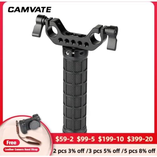 CAMVATE Rubber Universal Handle Grip With Standard 15mm Double Rod Clamp For DSLR Camera 15mm Shoulder Mount Rig Support System