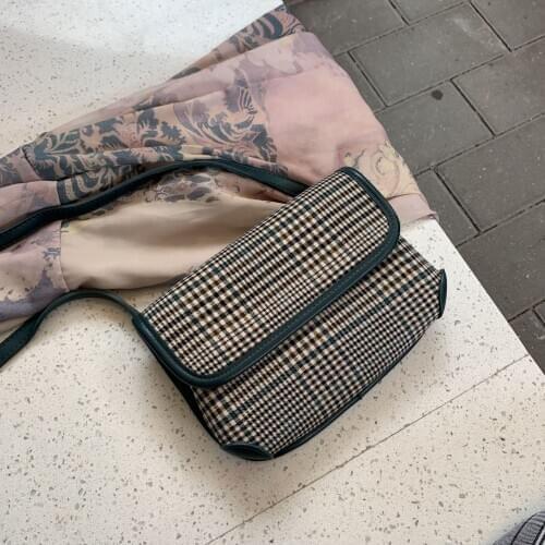 Youda Women Canvas Handbags Korean Retro Lattice Messenger Bag Mini Fashion Small Square Pack Shopping Crossbody Bags For Girls