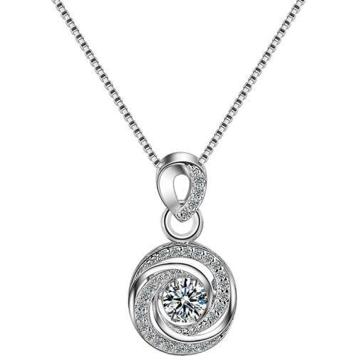 Vintage Crystal Pendant Necklace Jewelry Women Fashion Silver 925 Girl Clavicle Necklace Female Choker Accessories Lady Bijou