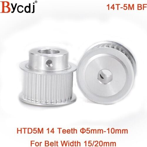 Arc 14 Teeth HTD 5M Timing Pulley Bore 5/6/6.35/7/8/10mm for Width15/20mm HTD5M Synchronous Belt gear pulley 14Teeth BF
