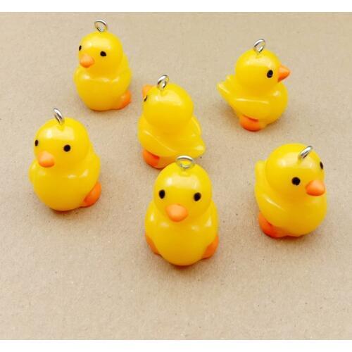 10pcs Cute Small Yellow Duck Resin Charms 3D Duck Pendants Fit DIY Decoration Earring Bracelet Finding Jewelry Accessories YZ356