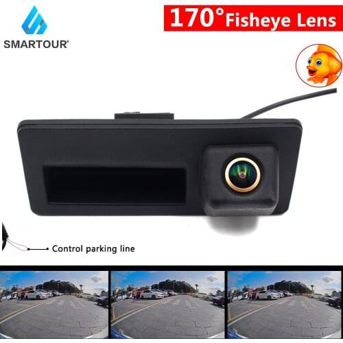 170 degrees HD Car Reversing Rear View Fisheye Trunk handle Golden Camera Parking line For Audi A4L/S5/S3/A6L/Q3/Q5/A3/Q7