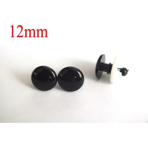 200pcs 12mm Flat BLACK Safety Eyes for Amigurumi Teddy Bear Doll Animal Puppet Craft Toy Part