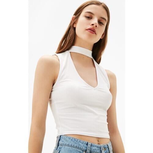 2019 summer new Halter neck vest female summer Europe solid color slim short Women Tops JY1031