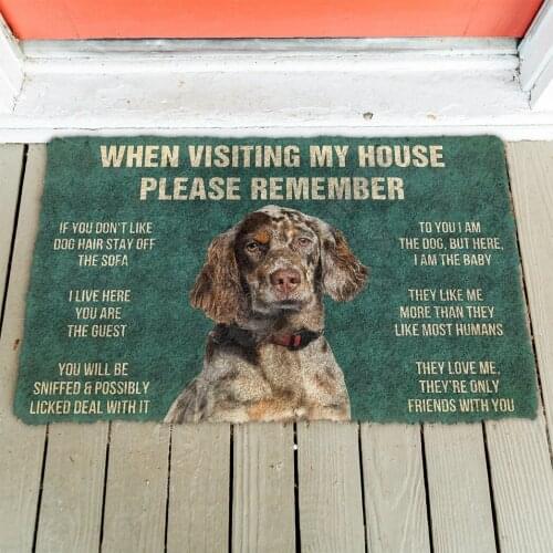 3D Please Remember English Setter Dogs House Rules Doormat Non Slip Door Floor Mats Decor Porch Doormat