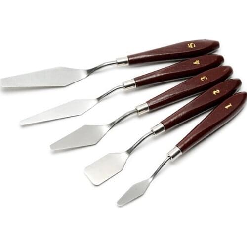 5pcs/Set Stainless Steel Painting Knife Set Painting Mixing Scraper Artist Oil Painting Palette Knife Spatula Painting Knife Bla