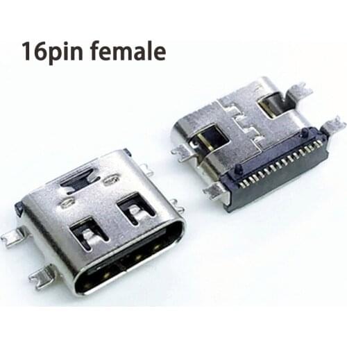 5pc Positive and Negative Insertion Type C 16P SMT Socket Connector USB 3.1Female For Samsung Lenovo PCB Design DIY High Current